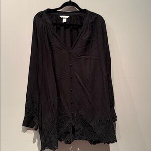 Black Button-Up dress with Embroidered Details